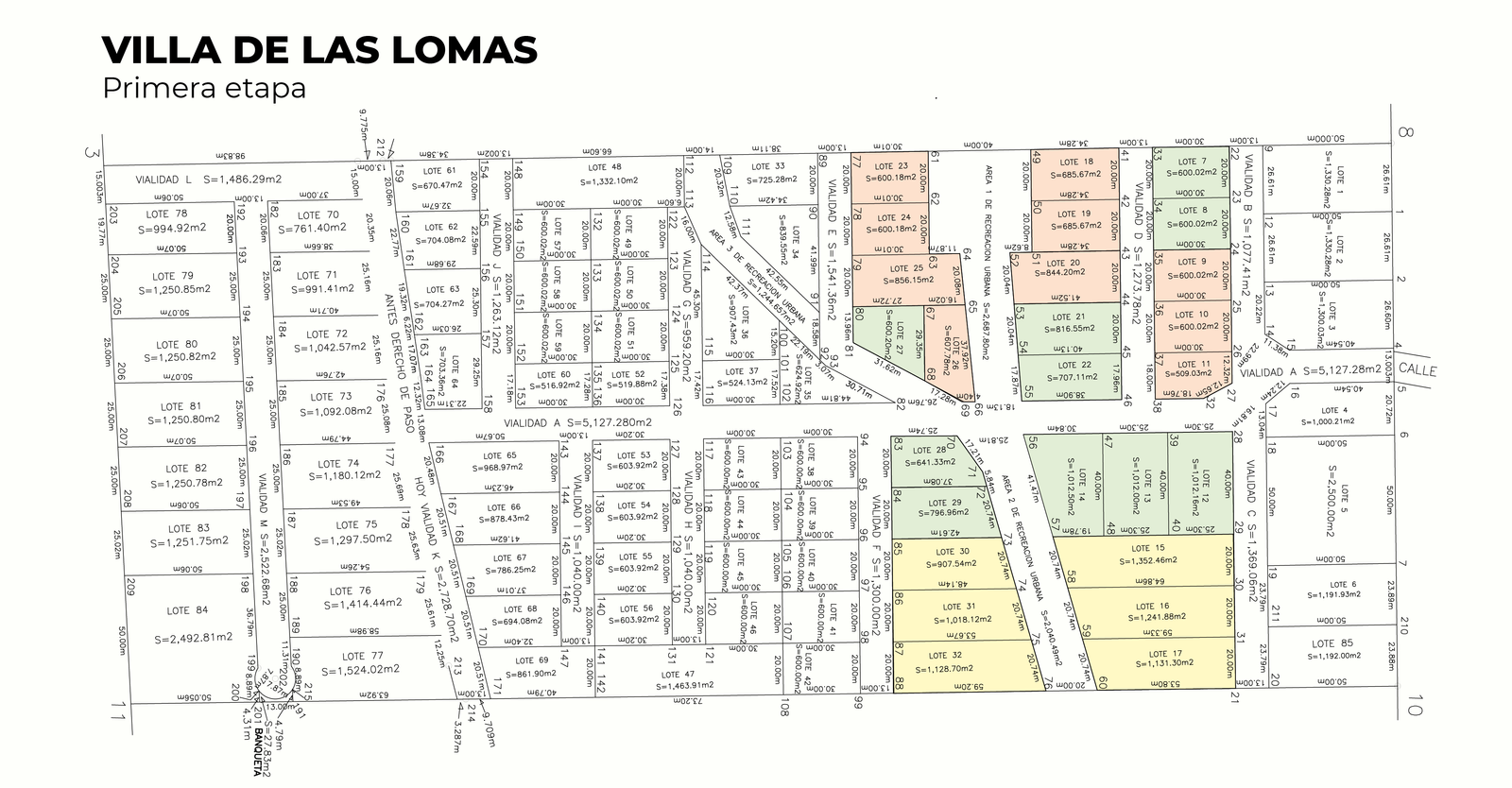 Subdivisión de la primera etapa de Villa de las Lomas
